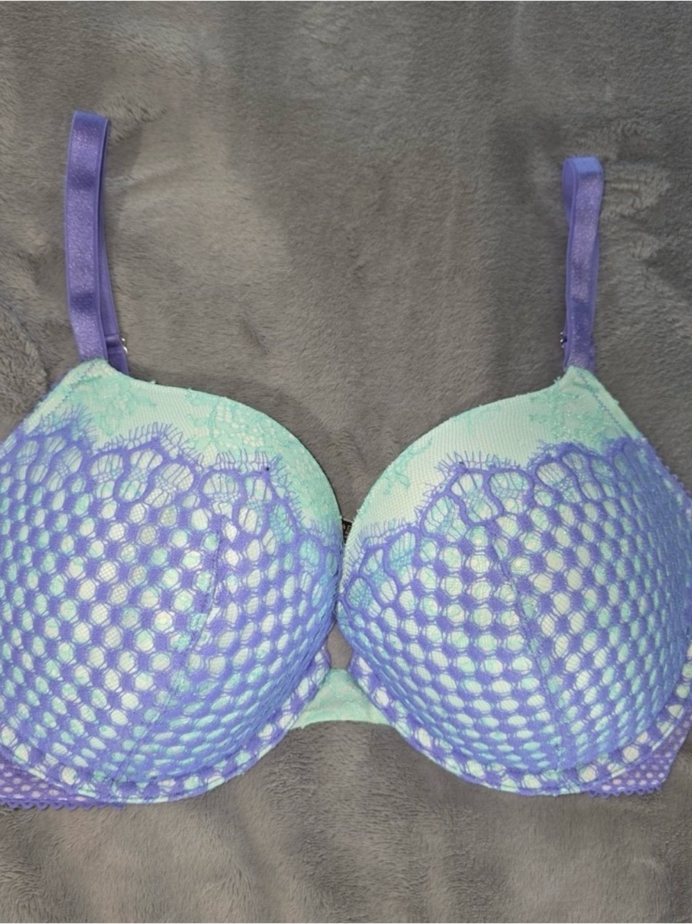 Victoria's Secret Mint and Lavender Lace Push-Up Bra